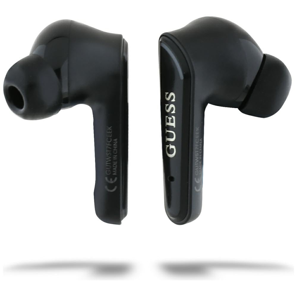 Casti Guess Flat Classic Logo Electroplated (GUTWST7FCEEK), Bluetooth 5.4, TWS, Microphone, 300mAh, Negru