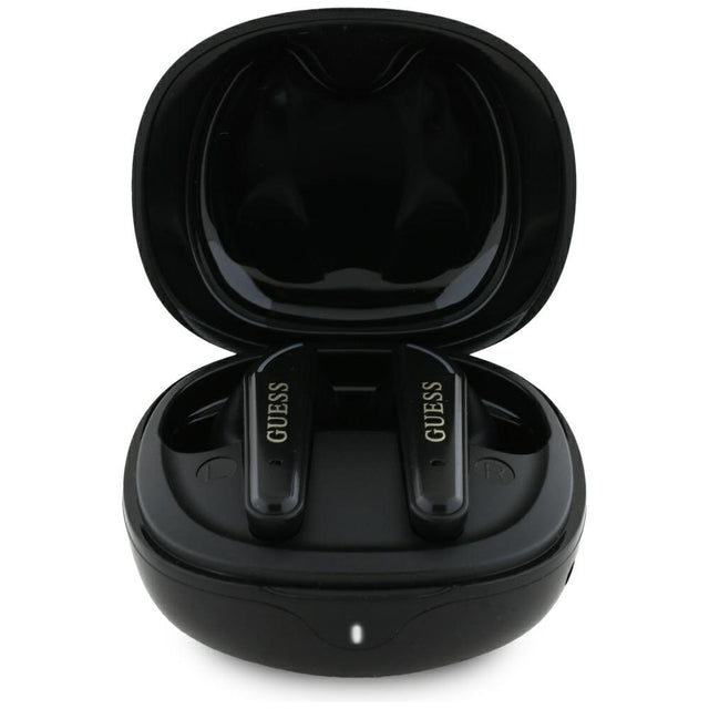 Casti Guess Flat Classic Logo Electroplated (GUTWST7FCEEK), Bluetooth 5.4, TWS, Microphone, 300mAh, Negru