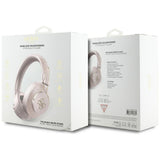 Casti Guess Wireless 4G Metal Logo (GUBHS72P4FC4MP), Bluetooth 5.3, ENC, USB-C, Eco-Leather, On-ear, 300mAh, Roz