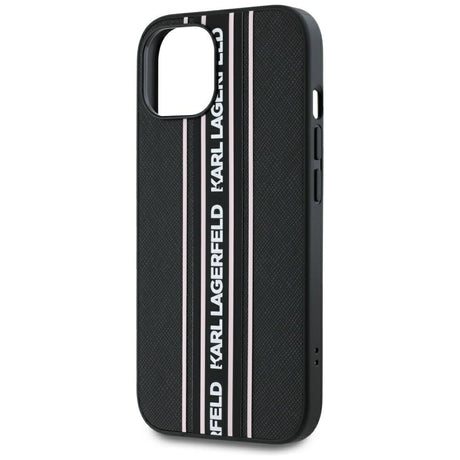 Husa de protectie Karl Lagerfeld Saffiano Athleisure Stripes Cord (KLHCP15SPAMSCNSP) compatibil cu iPhone 15, Roz