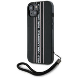 Husa de protectie Karl Lagerfeld Saffiano Athleisure Stripes Cord (KLHCP15SPAMSCNSP) compatibil cu iPhone 15, Roz