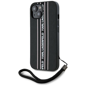 Husa de protectie Karl Lagerfeld Saffiano Athleisure Stripes Cord (KLHCP15SPAMSCNSP) compatibil cu iPhone 15, Roz
