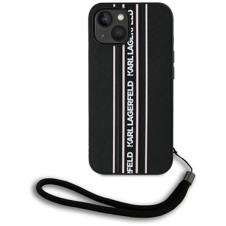 Husa de protectie Karl Lagerfeld Saffiano Athleisure Stripes Cord (KLHCP15SPAMSCNSP) compatibil cu iPhone 15, Roz