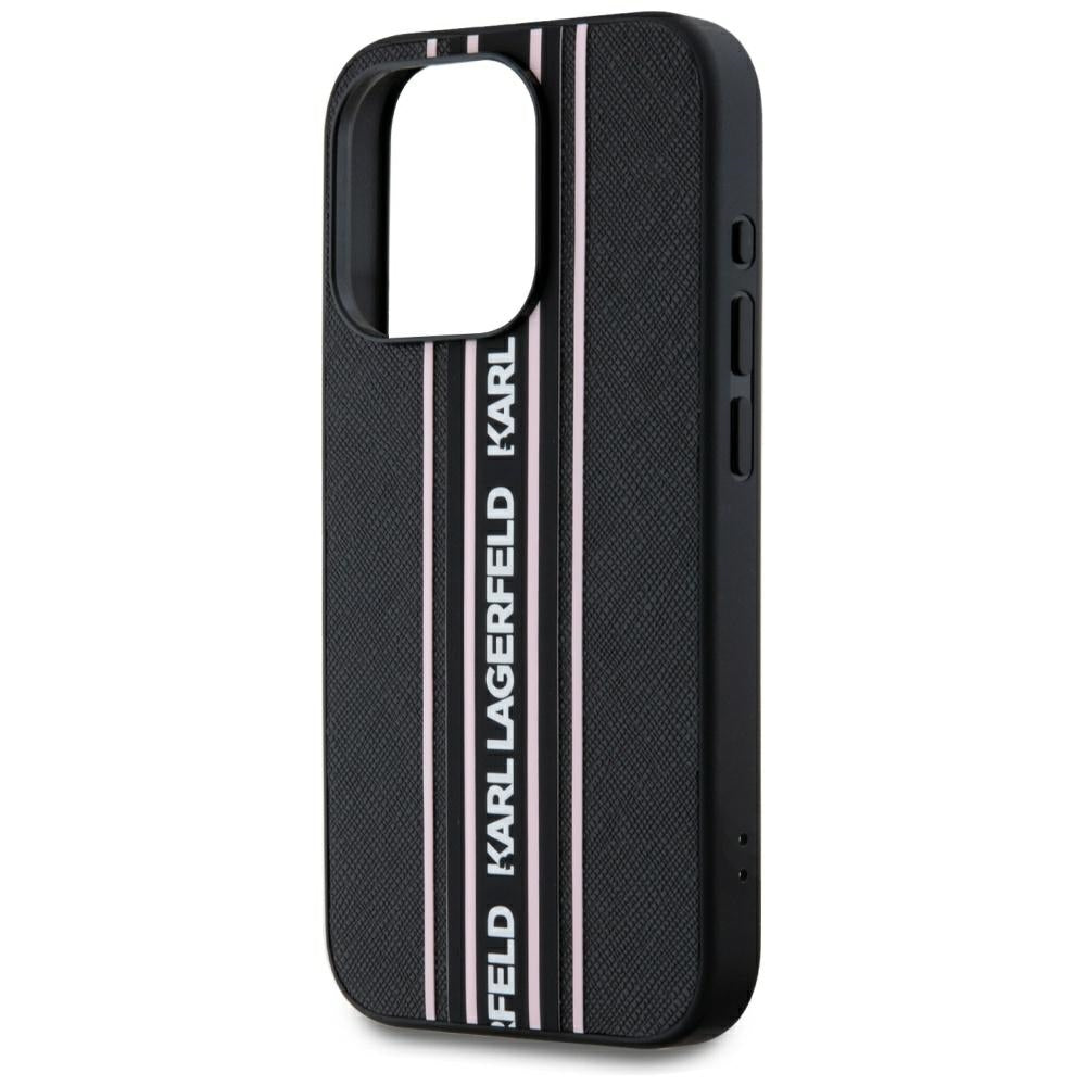 Husa de protectie Karl Lagerfeld Saffiano Athleisure Stripes Cord (KLHCP15LPAMSCNSP) compatibil cu iPhone 15 Pro, Roz
