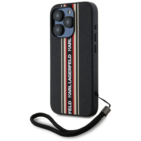 Husa de protectie Karl Lagerfeld Saffiano Athleisure Stripes Cord (KLHCP15XPAMSCNSR) compatibil cu iPhone 15 Pro Max, Rosu