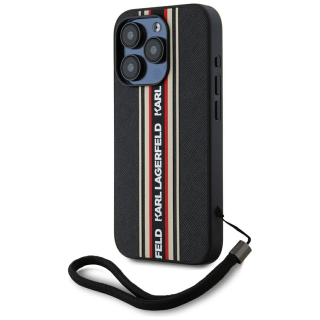 Husa de protectie Karl Lagerfeld Saffiano Athleisure Stripes Cord (KLHCP15XPAMSCNSR) compatibil cu iPhone 15 Pro Max, Rosu