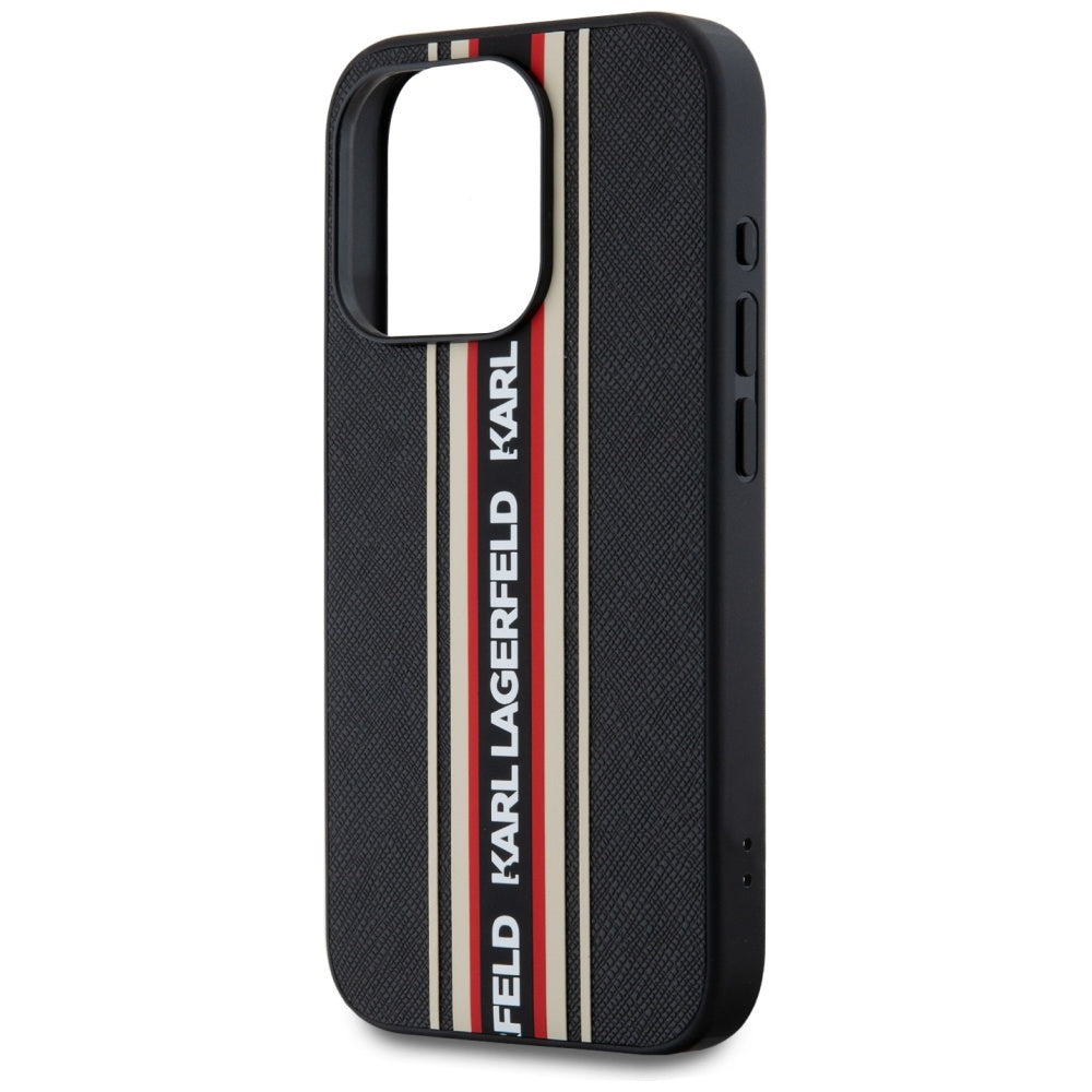 Husa de protectie Karl Lagerfeld Saffiano Athleisure Stripes Cord (KLHCP15XPAMSCNSR) compatibil cu iPhone 15 Pro Max, Rosu