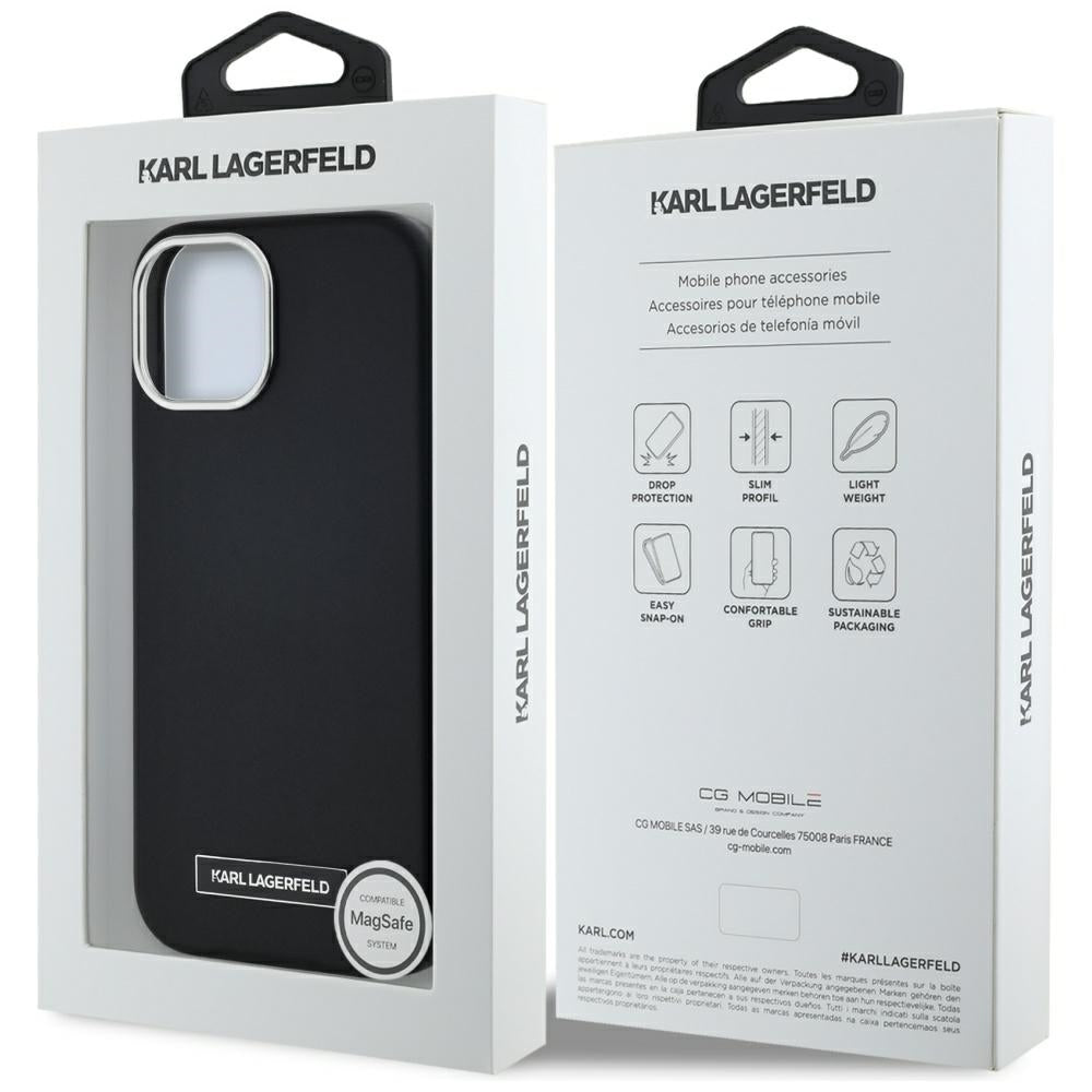 Husa de protectie Karl Lagerfeld Leather MagSafe (KLHMP15SPGMSRPK) compatibil cu iPhone 15, FW Metal Plate