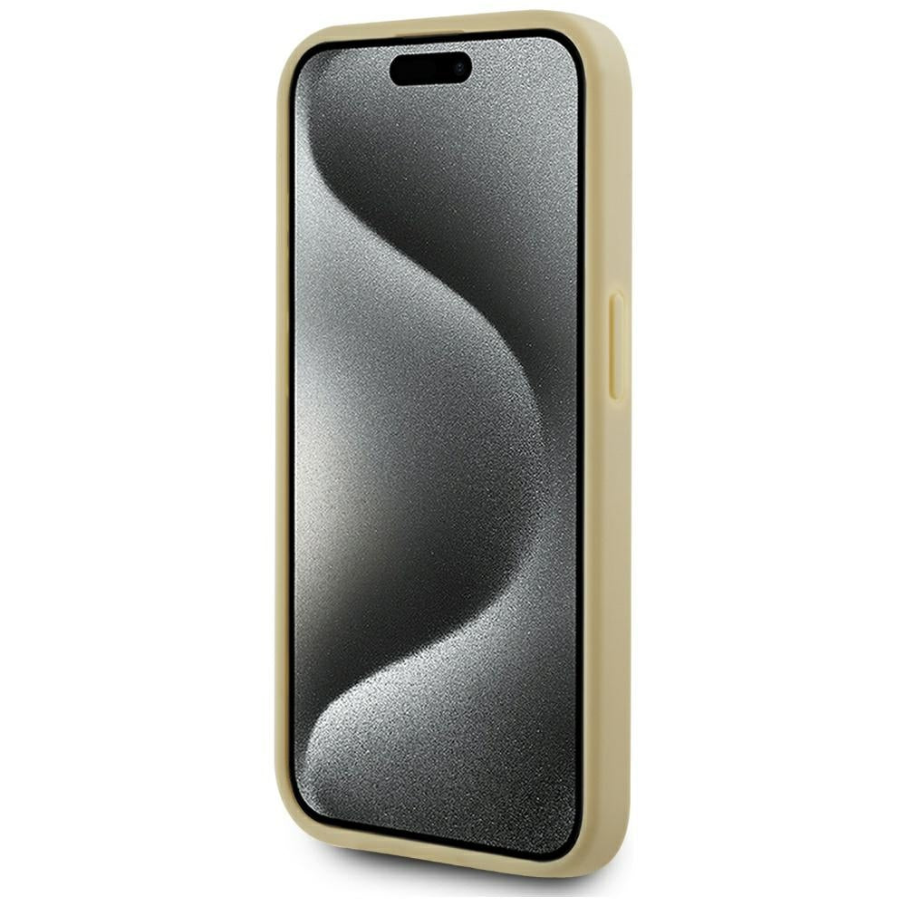 Husa de protectie Karl Lagerfeld Hardcase Leather (KLHCP15LPFMFBKMD) compatibil cu iPhone 15 Pro, Auriu Metal Signature