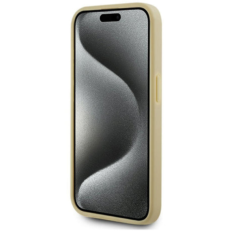 Husa de protectie Karl Lagerfeld Hardcase Leather (KLHCP15LPFMFBKMD) compatibil cu iPhone 15 Pro, Auriu Metal Signature