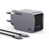 Incarcator Ugreen Nexode Pro X755 (25871), GaN, Fast Charging, USB, 2x Type-C, 65W, 3A, PD3.0, QC4.0, with Cable, Gri