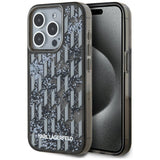 Husa de protectie Karl Lagerfeld Hardcase Liquid Glitter (KLHCP15XLKLGKCCK) compatibil cu iPhone 15 Pro Max, Monogram