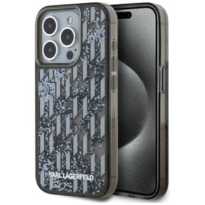 Husa de protectie Karl Lagerfeld Hardcase Liquid Glitter (KLHCP15XLKLGKCCK) compatibil cu iPhone 15 Pro Max, Monogram