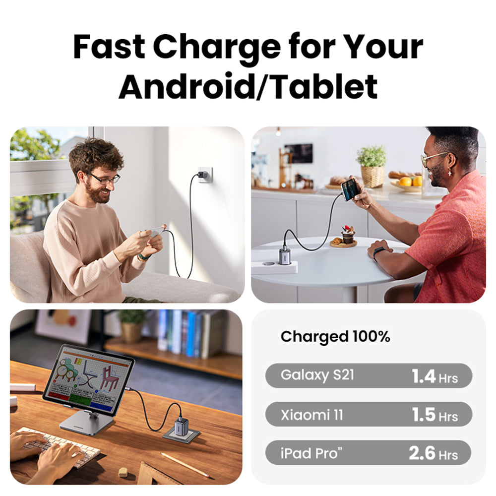 Incarcator Ugreen Nexode CD318 (90664), USB-C, GaN, Fast Charging, 20W, 3A, QC4.0+, Gri