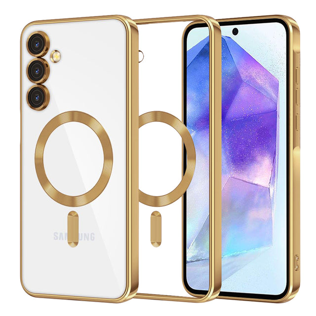 Husa de protectie Techsuit Luxury Crystal MagSafe compatibil cu Samsung Galaxy A55 5G, Auriu
