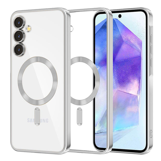 Husa de protectie Techsuit Luxury Crystal MagSafe compatibil cu Samsung Galaxy A55 5G, Argintiu