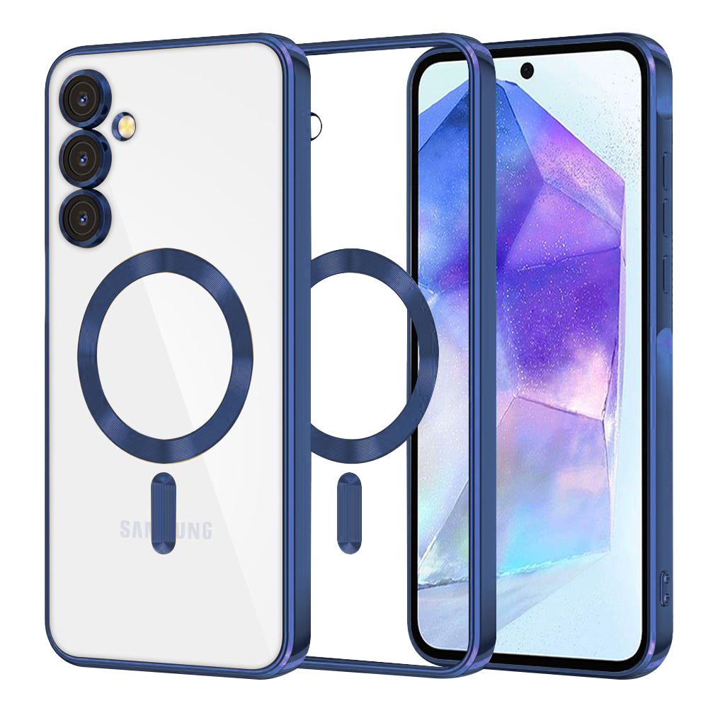 Husa de protectie Techsuit Luxury Crystal MagSafe compatibil cu Samsung Galaxy A55 5G, Albastru Inchis