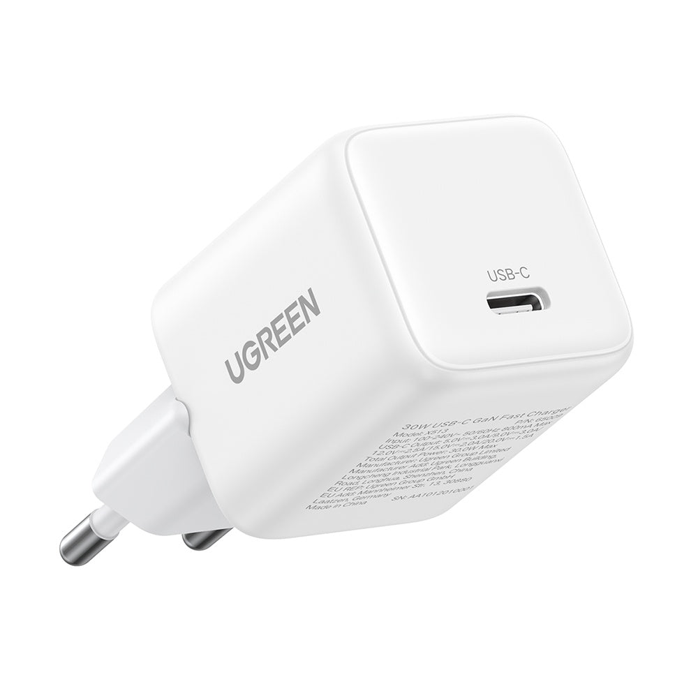 Incarcator Ugreen X513 (65009), USB-C, GaN, Fast Charging, 30W, QC4, 5V/3A, Alb
