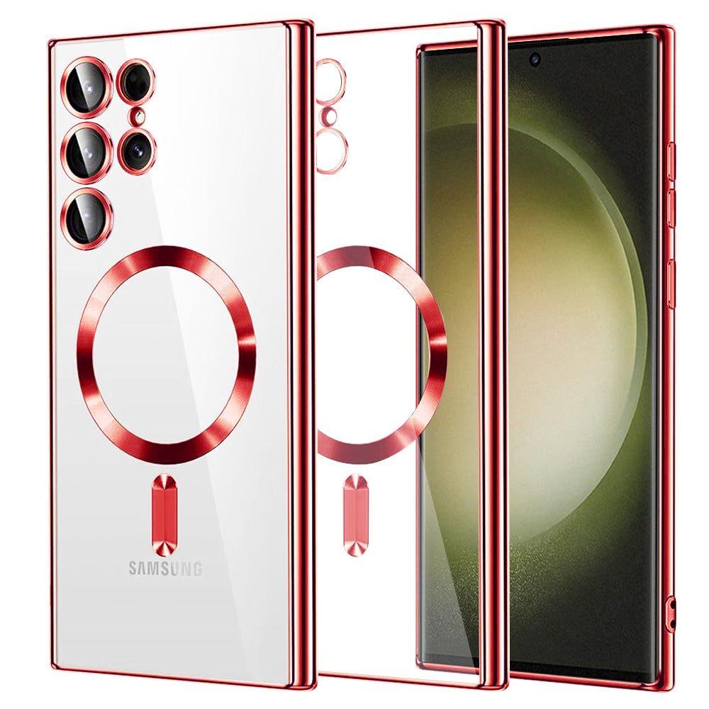 Husa de protectie Techsuit Luxury Crystal MagSafe compatibil cu Samsung Galaxy S23 Ultra, Roșu