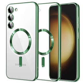 Husa de protectie Techsuit Luxury Crystal MagSafe compatibil cu Samsung Galaxy S23 Plus, Verde Deschis
