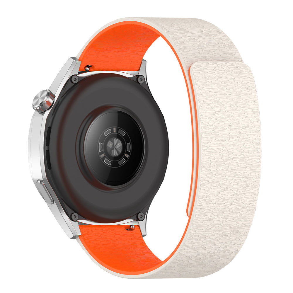 Curea smartwatch Techsuit Watchband 22mm (W074) compatibil cu Samsung Galaxy Watch (46mm)/Watch 3/Gear S3, Huawei Watch GT/GT 2 (46mm), Bej / Orange