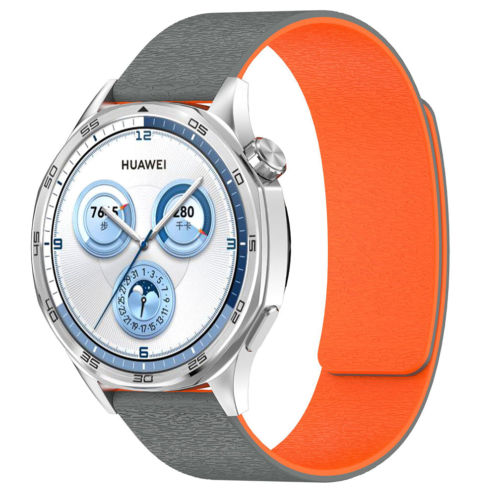 Curea smartwatch Techsuit Watchband 22mm (W074) compatibil cu Samsung Galaxy Watch (46mm)/Watch 3/Gear S3, Huawei Watch GT/GT 2 (46mm), Gri / Orange