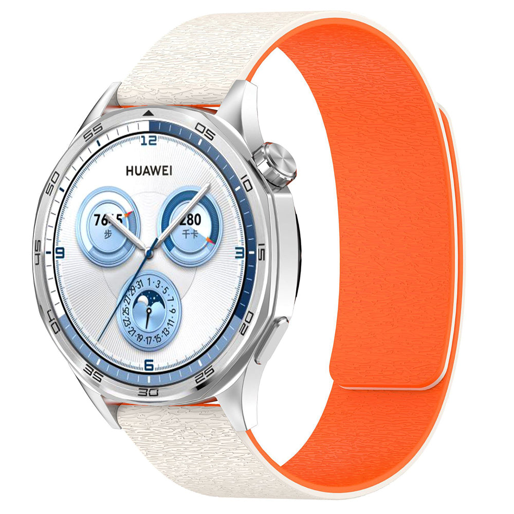 Curea smartwatch Techsuit Watchband 20mm (W074) compatibil cu Samsung Galaxy Watch4/5/Active 2, Huawei Watch GT 3 (42mm)/GT 3 Pro (43mm), Bej /Orange