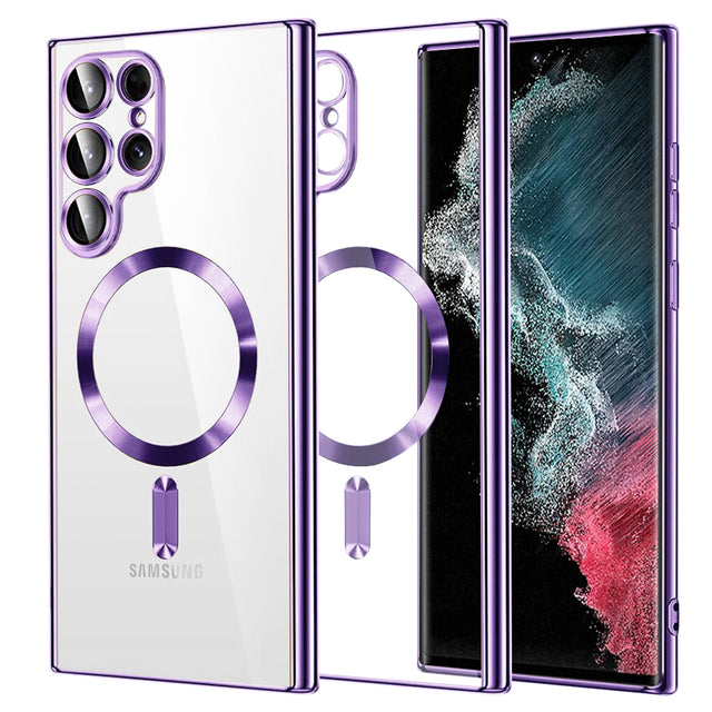 Husa de protectie Techsuit Luxury Crystal MagSafe compatibil cu Samsung Galaxy S22 Ultra 5G, Mov Deschis