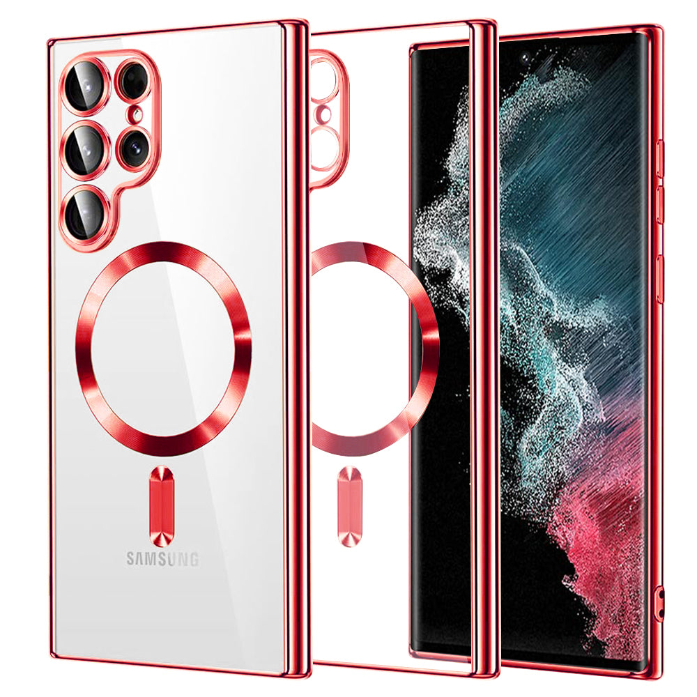 Husă Techsuit Luxury Crystal MagSafe roșie pentru Samsung Galaxy S22 Ultra 5G
