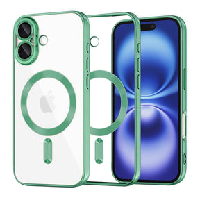 Husa de protectie Techsuit Luxury Crystal MagSafe compatibil cu iPhone 16, Verde Deschis
