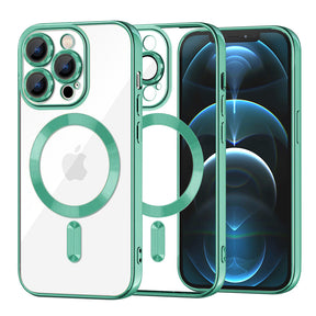Husa de protectie Techsuit Luxury Crystal MagSafe compatibil cu iPhone 12 Pro Max, Verde Deschis