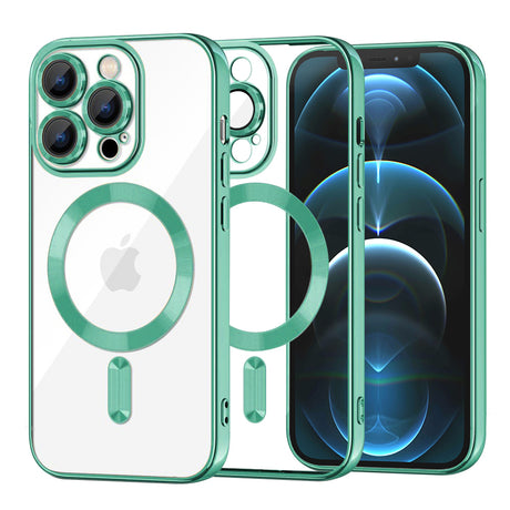 Husa de protectie Techsuit Luxury Crystal MagSafe compatibil cu iPhone 12 Pro Max, Verde Deschis