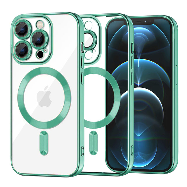 Husa de protectie Techsuit Luxury Crystal MagSafe compatibil cu iPhone 12 Pro Max, Verde Deschis