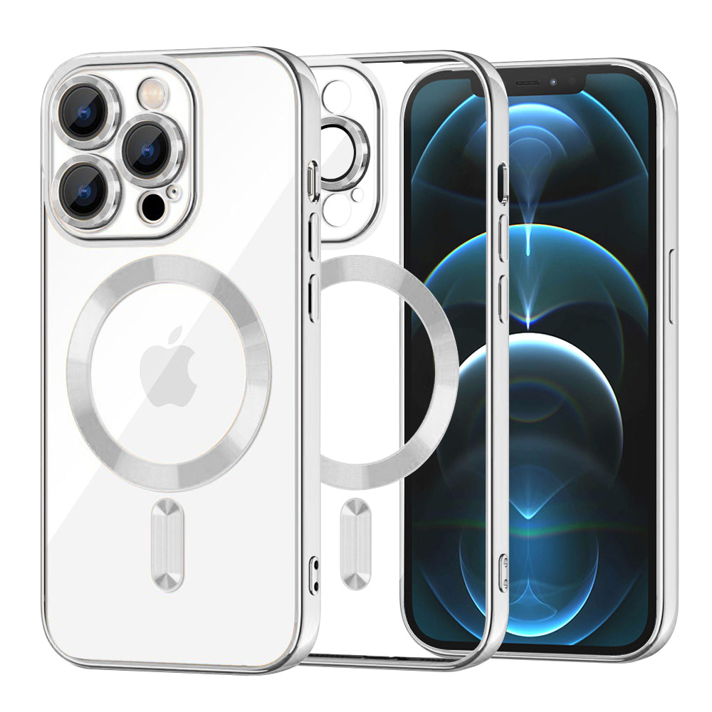 Husa de protectie Techsuit Luxury Crystal MagSafe compatibil cu iPhone 12 Pro Max, Argintiu