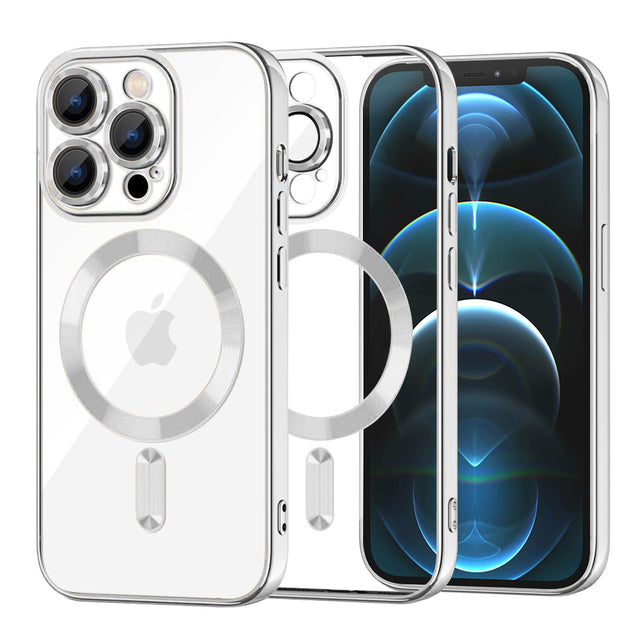 Husa de protectie Techsuit Luxury Crystal MagSafe compatibil cu iPhone 12 Pro Max, Argintiu