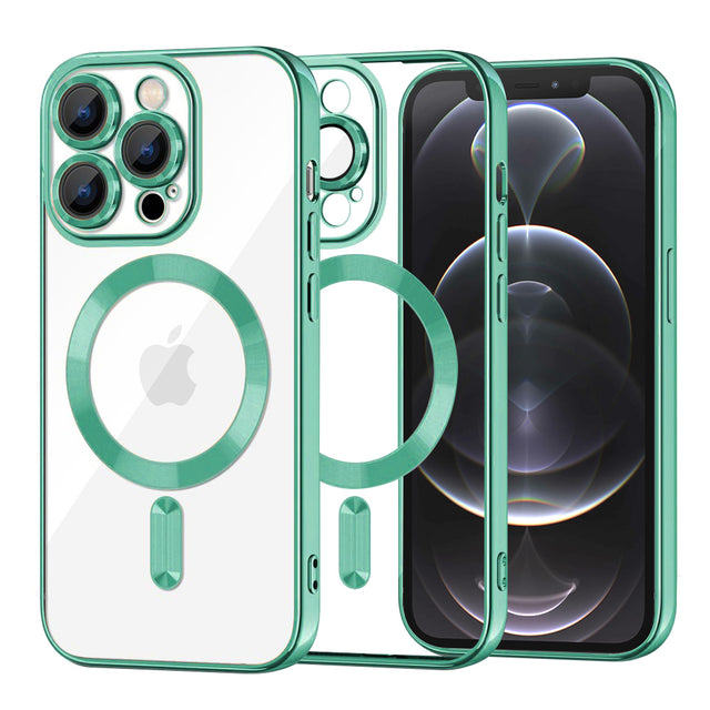 Husa de protectie Techsuit Luxury Crystal MagSafe compatibil cu iPhone 12 Pro, Verde Deschis