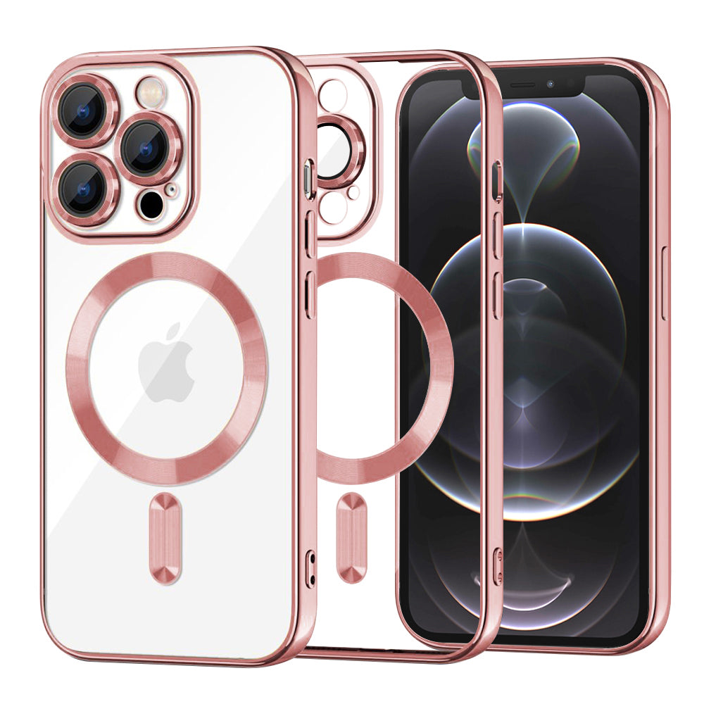 Husa de protectie Techsuit Luxury Crystal MagSafe compatibil cu iPhone 12 Pro, Roz