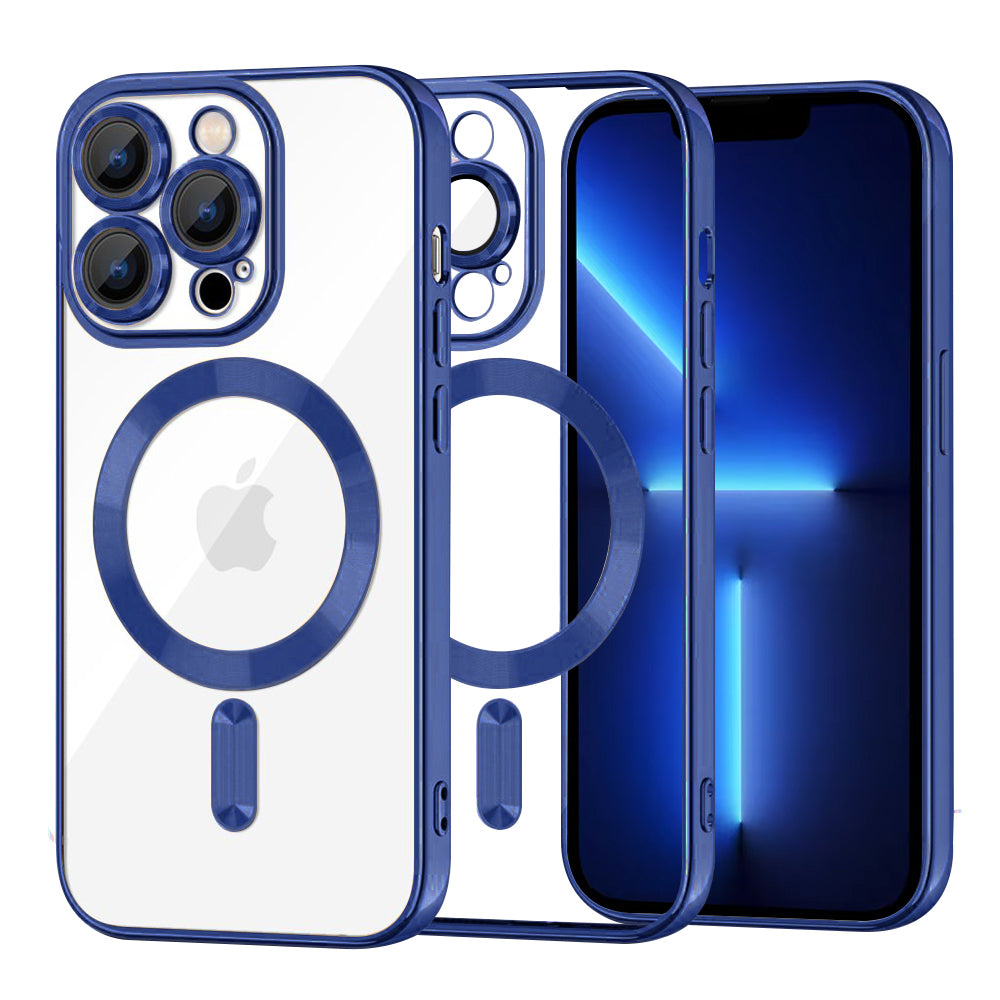 Husa de protectie Techsuit Luxury Crystal MagSafe compatibil cu iPhone 13 Pro Max, Albastru Inchis