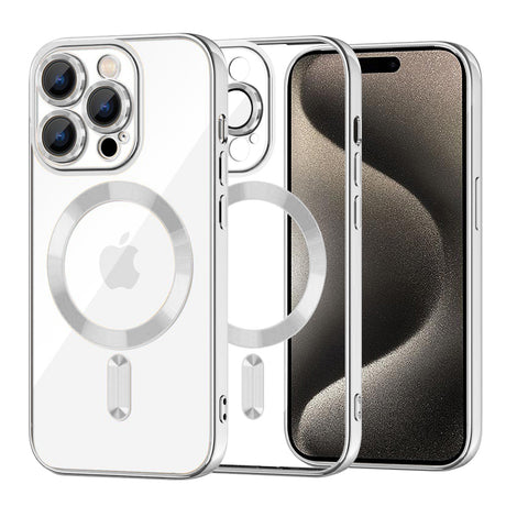 Husă Techsuit Luxury Crystal MagSafe pentru iPhone 15 Pro Max, argintie