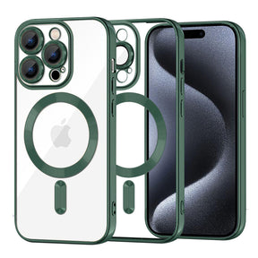 Husa de protectie Techsuit Luxury Crystal MagSafe compatibil cu iPhone 15 Pro, Deep Green