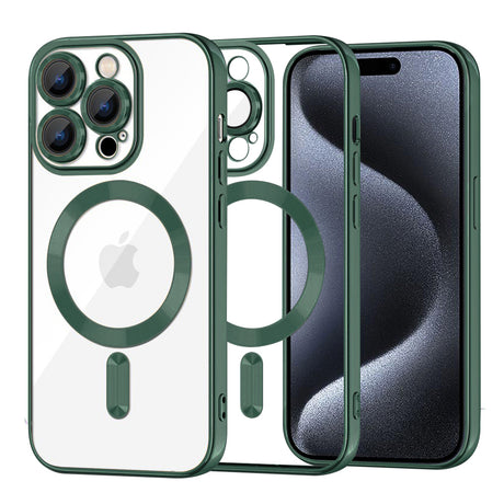 Husa de protectie Techsuit Luxury Crystal MagSafe compatibil cu iPhone 15 Pro, Deep Green