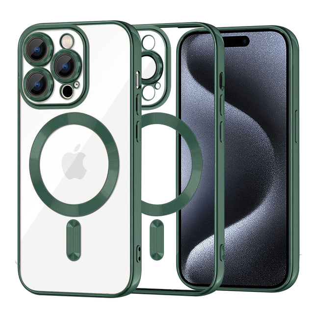 Husa de protectie Techsuit Luxury Crystal MagSafe compatibil cu iPhone 15 Pro, Deep Green
