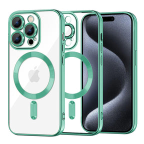 Husa de protectie Techsuit Luxury Crystal MagSafe compatibil cu iPhone 15 Pro, Verde Deschis