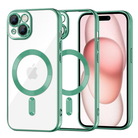 Husă Techsuit Luxury Crystal MagSafe pentru iPhone 15, verde