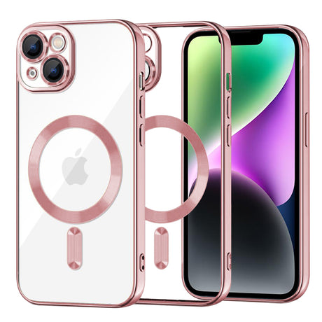Husa de protectie Techsuit Luxury Crystal MagSafe compatibil cu iPhone 14, Roz