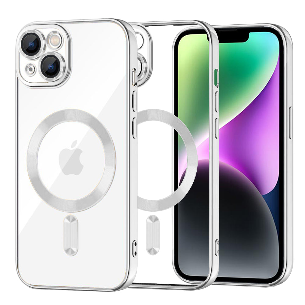 Husa de protectie Techsuit Luxury Crystal MagSafe compatibil cu iPhone 14, Argintiu