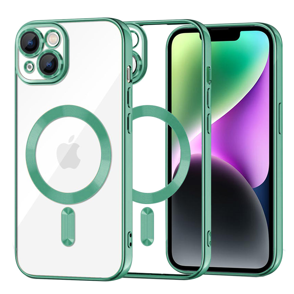 Husa de protectie Techsuit Luxury Crystal MagSafe compatibil cu iPhone 14, Verde deschis