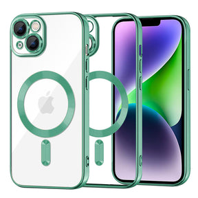 Husa de protectie Techsuit Luxury Crystal MagSafe compatibil cu iPhone 14 Plus, Verde Deschis