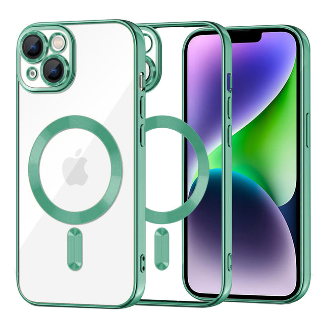 Husa de protectie Techsuit Luxury Crystal MagSafe compatibil cu iPhone 14 Plus, Verde Deschis