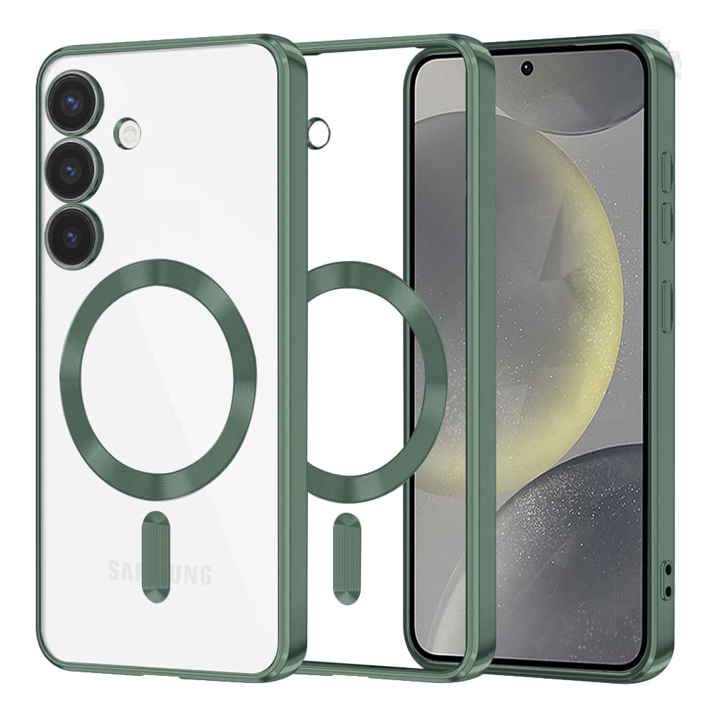 Husa de protectie Techsuit Luxury Crystal MagSafe compatibil cu Samsung Galaxy S24, Verde inchis